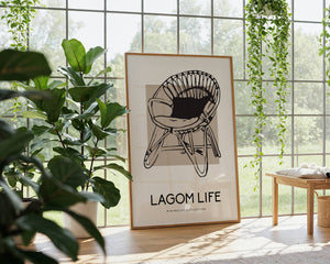 Lagom Life Rattan Chair Plakat - 21 x 29.7 cm - Nellastore
