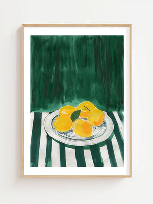 Lemons On Green Plakat - 21 x 29.7 cm (A4) - Nellastore