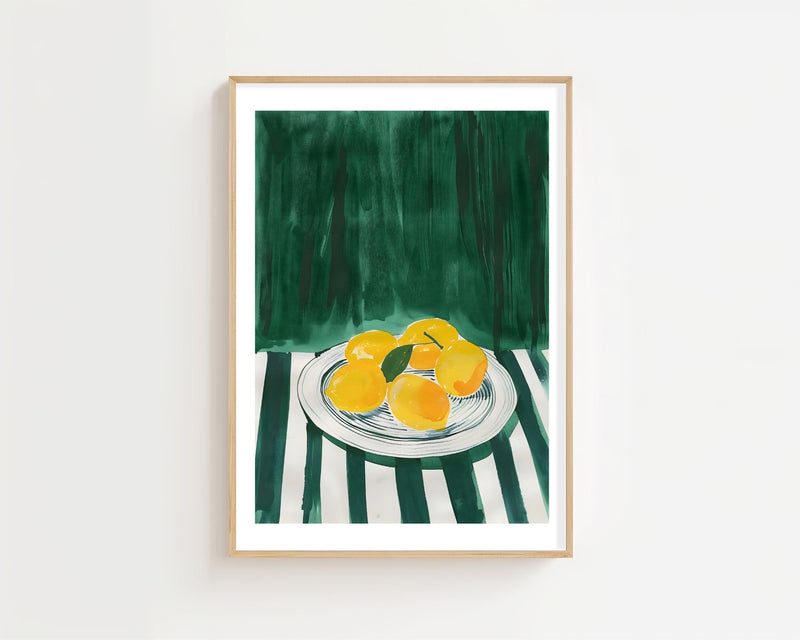 Lemons On Green Plakat - 21 x 29.7 cm (A4) - Nellastore