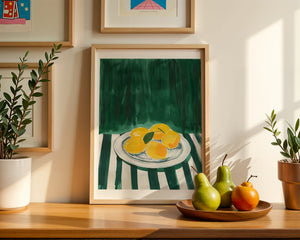 Lemons On Green Plakat - 21 x 29.7 cm (A4) - Nellastore
