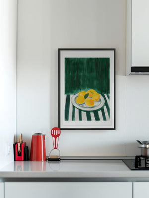 Lemons On Green Plakat - 21 x 29.7 cm (A4) - Nellastore