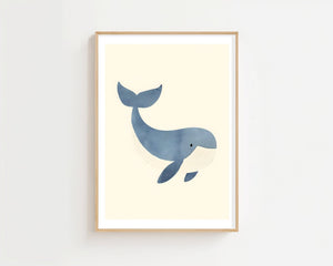 Little Blue Whale Plakat - 21 x 29.7 cm (A4) - Nellastore