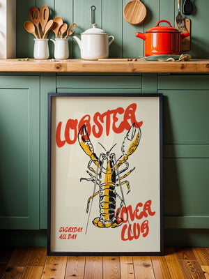 Lobster Lover Club Plakat - 21 x 29.7 cm - Nellastore