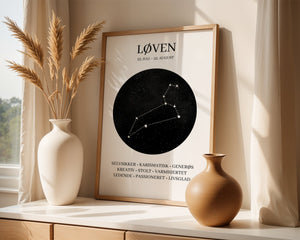 Løven Stjernetegn Plakat - 21 x 29.7 cm - Nellastore