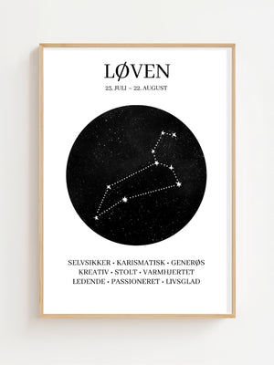 Løven Stjernetegn Plakat - 21 x 29.7 cm - Nellastore