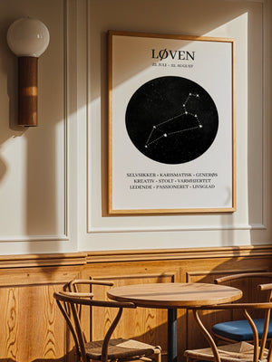 Løven Stjernetegn Plakat - 21 x 29.7 cm - Nellastore