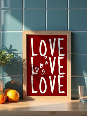 Love Love Love Plakat - 21 x 29.7 cm (A4) - Nellastore