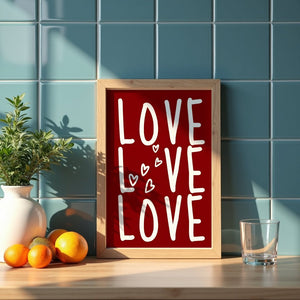 Love Love Love Plakat - 21 x 29.7 cm (A4) - Nellastore