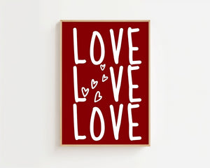 Love Love Love Plakat - 21 x 29.7 cm (A4) - Nellastore