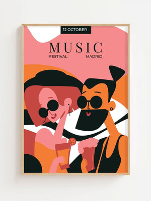 Madrid Music Night Plakat - 21 x 29.7 cm - Nellastore