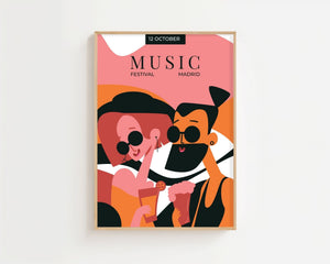 Madrid Music Night Plakat - 21 x 29.7 cm - Nellastore
