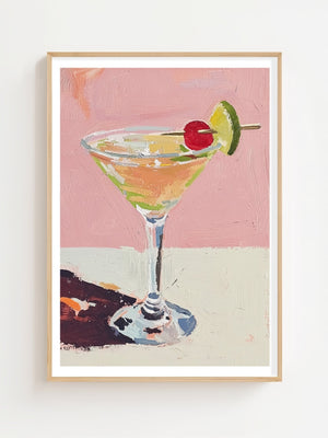 Martini With Lime And Cherry Plakat - 21 x 29.7 cm (A4) - Nellastore