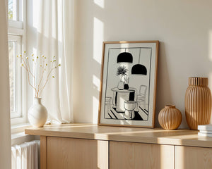 Monochrome Dining Mood Plakat - 21 x 29.7 cm - Nellastore