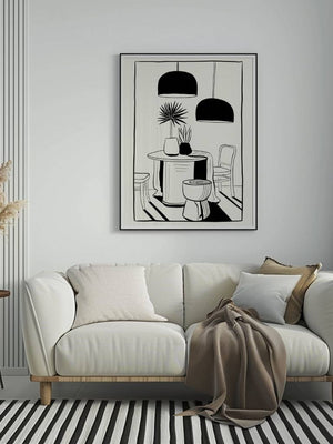 Monochrome Dining Mood Plakat - 21 x 29.7 cm - Nellastore