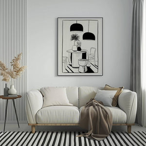 Monochrome Dining Mood Plakat - 21 x 29.7 cm - Nellastore