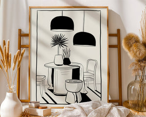 Monochrome Dining Mood Plakat - 21 x 29.7 cm - Nellastore