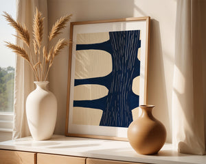 Navy Organic Forms Plakat - 21 x 29.7 cm (A4) - Nellastore