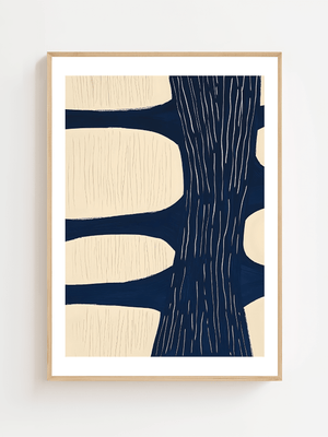 Navy Organic Forms Plakat - 21 x 29.7 cm (A4) - Nellastore