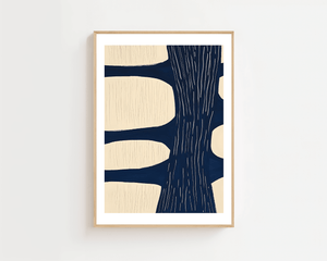Navy Organic Forms Plakat - 21 x 29.7 cm (A4) - Nellastore