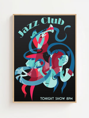 Neon Jazz Club Plakat - 21 x 29.7 cm - Nellastore