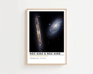NGC 4302 & NGC 4298 Plakat - 21 x 29.7 cm (A4) - Nellastore