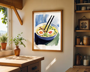 Noodle Bowl Watercolor Plakat - 21 x 29.7 cm (A4) - Nellastore