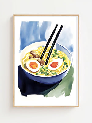 Noodle Bowl Watercolor Plakat - 21 x 29.7 cm (A4) - Nellastore