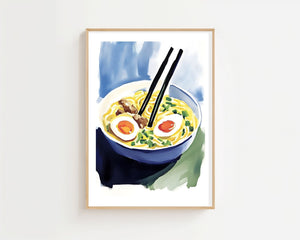 Noodle Bowl Watercolor Plakat - 21 x 29.7 cm (A4) - Nellastore