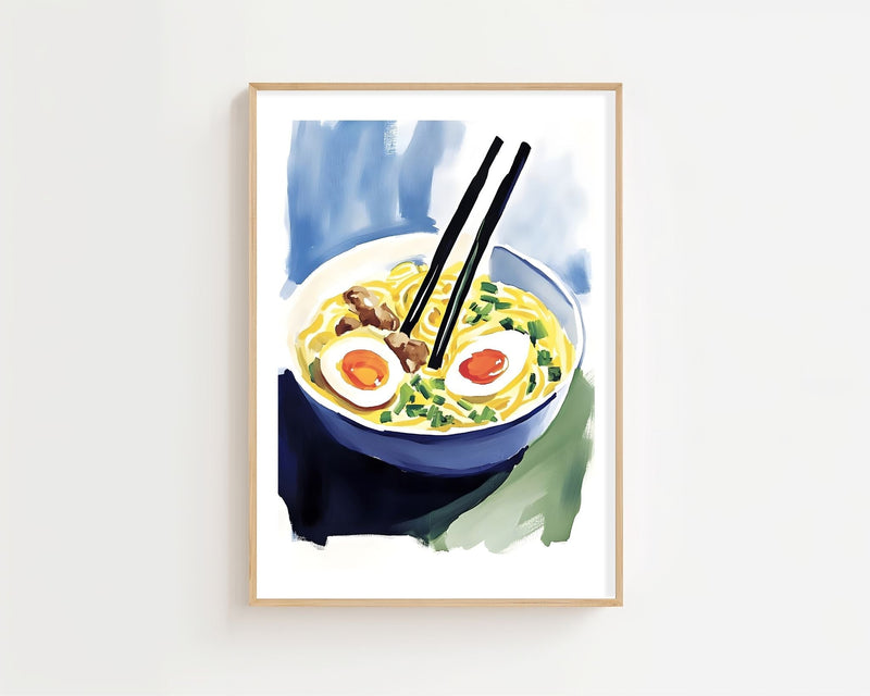 Noodle Bowl Watercolor Plakat - 21 x 29.7 cm (A4) - Nellastore