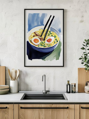 Noodle Bowl Watercolor Plakat - 21 x 29.7 cm (A4) - Nellastore