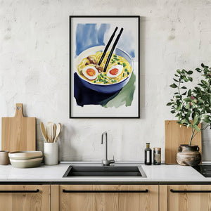 Noodle Bowl Watercolor Plakat - 21 x 29.7 cm (A4) - Nellastore