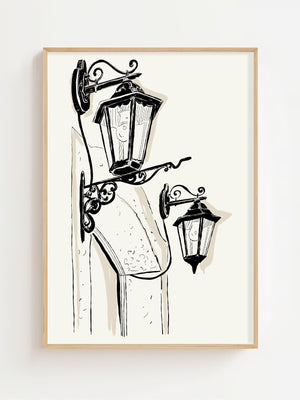 Old Street Lanterns Plakat - 21 x 29.7 cm - Nellastore