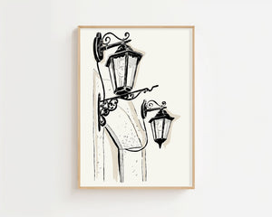 Old Street Lanterns Plakat - 21 x 29.7 cm - Nellastore