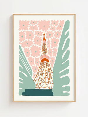 Paris Bloom Tower Plakat - 21 x 29.7 cm - Nellastore