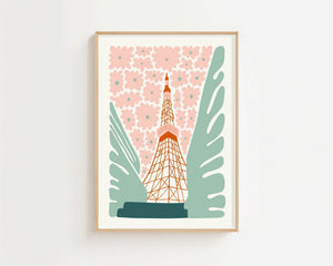 Paris Bloom Tower Plakat - 21 x 29.7 cm - Nellastore