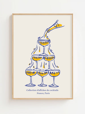 Paris Champagne Plakat - 21 x 29.7 cm - Nellastore
