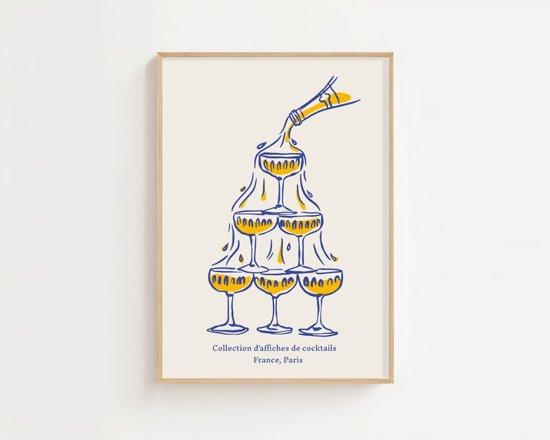 Paris Champagne Plakat - 21 x 29.7 cm - Nellastore
