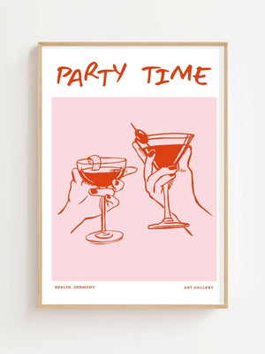 Party Time Cocktail Plakat - 21 x 29.7 cm - Nellastore