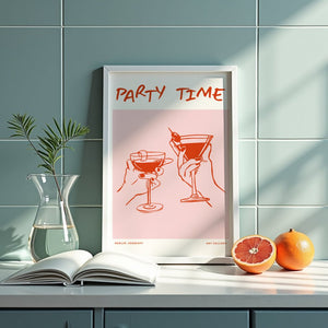 Party Time Cocktail Plakat - 21 x 29.7 cm - Nellastore