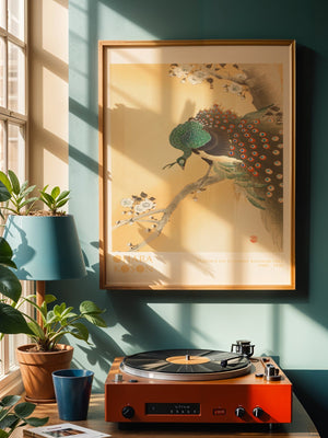 Peacock On A Cherry Blossom Tree Plakat - 21 x 29.7 cm (A4) - Nellastore