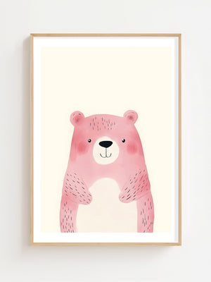 Pink Bear Plakat - 21 x 29.7 cm (A4) - Nellastore
