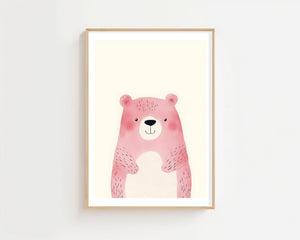 Pink Bear Plakat - 21 x 29.7 cm (A4) - Nellastore