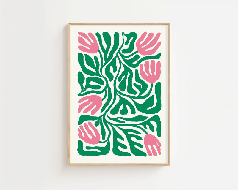 Pink Bloom Maze Matisse Plakat - 21 x 29.7 cm - Nellastore