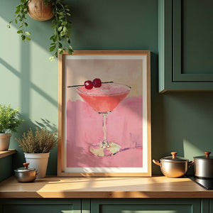 Pink Cherry Martini Plakat - 21 x 29.7 cm (A4) - Nellastore