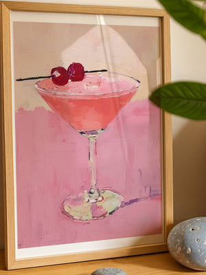 Pink Cherry Martini Plakat - 21 x 29.7 cm (A4) - Nellastore