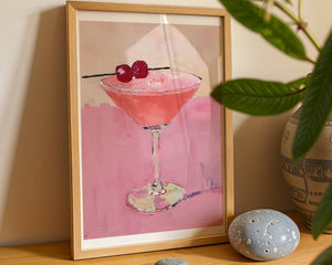 Pink Cherry Martini Plakat - 21 x 29.7 cm (A4) - Nellastore