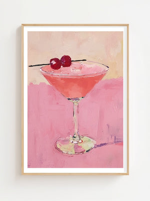 Pink Cherry Martini Plakat - 21 x 29.7 cm (A4) - Nellastore