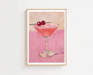 Pink Cherry Martini Plakat - 21 x 29.7 cm (A4) - Nellastore
