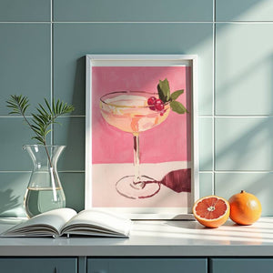 Pink Coupe With Berries Plakat - 21 x 29.7 cm (A4) - Nellastore