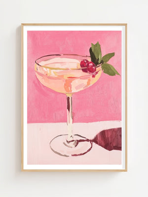 Pink Coupe With Berries Plakat - 21 x 29.7 cm (A4) - Nellastore